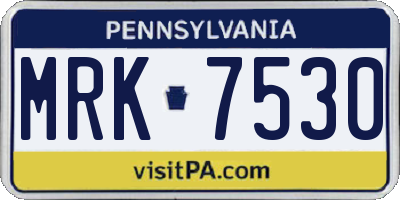 PA license plate MRK7530