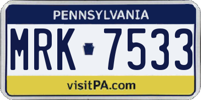 PA license plate MRK7533
