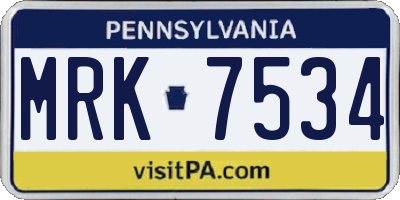 PA license plate MRK7534