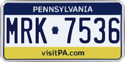 PA license plate MRK7536