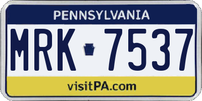 PA license plate MRK7537