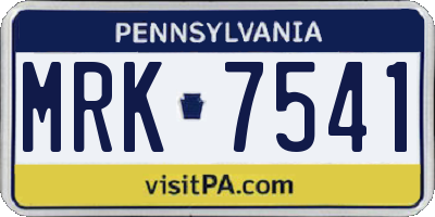 PA license plate MRK7541
