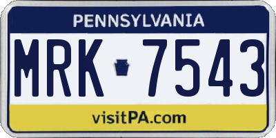 PA license plate MRK7543