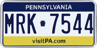 PA license plate MRK7544
