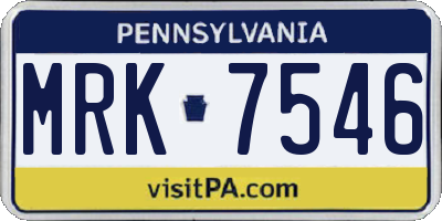 PA license plate MRK7546
