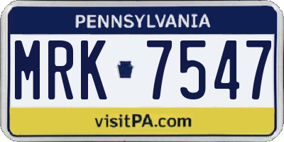 PA license plate MRK7547