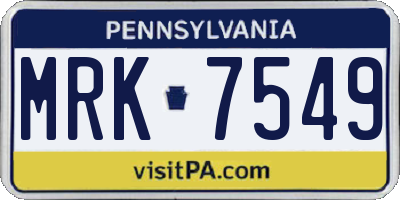 PA license plate MRK7549