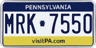 PA license plate MRK7550