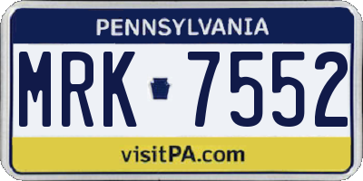 PA license plate MRK7552