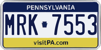 PA license plate MRK7553