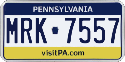 PA license plate MRK7557