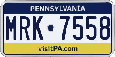 PA license plate MRK7558