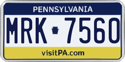 PA license plate MRK7560