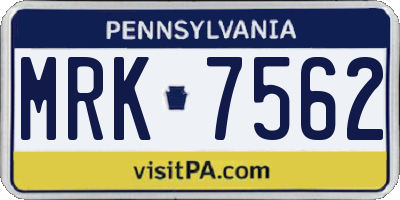 PA license plate MRK7562