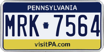 PA license plate MRK7564