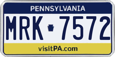 PA license plate MRK7572