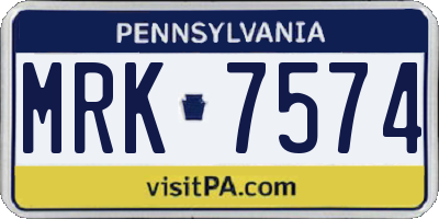 PA license plate MRK7574