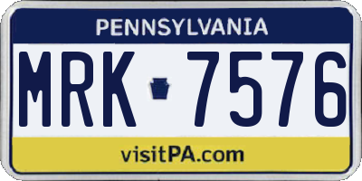 PA license plate MRK7576