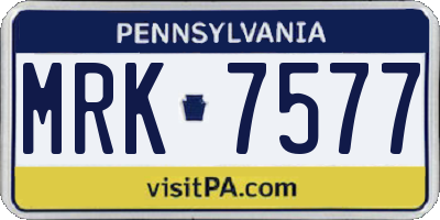 PA license plate MRK7577