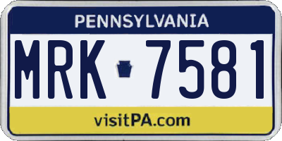 PA license plate MRK7581