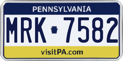 PA license plate MRK7582
