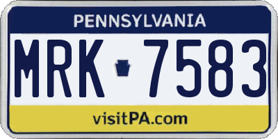 PA license plate MRK7583