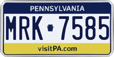 PA license plate MRK7585