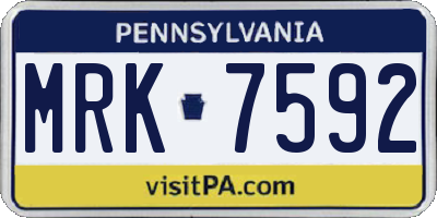 PA license plate MRK7592