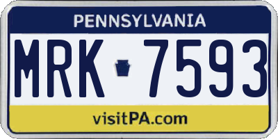 PA license plate MRK7593