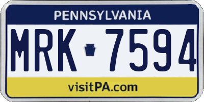PA license plate MRK7594