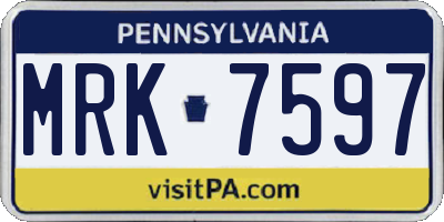 PA license plate MRK7597
