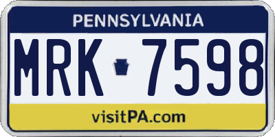 PA license plate MRK7598