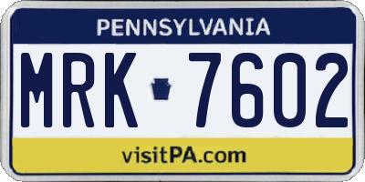 PA license plate MRK7602