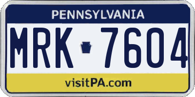 PA license plate MRK7604