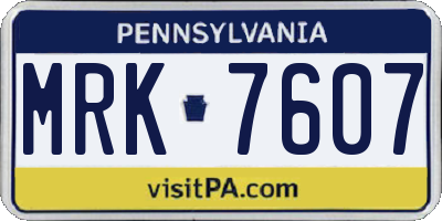 PA license plate MRK7607
