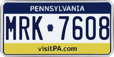 PA license plate MRK7608