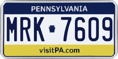 PA license plate MRK7609