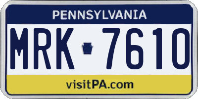 PA license plate MRK7610