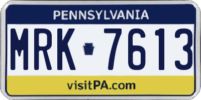 PA license plate MRK7613