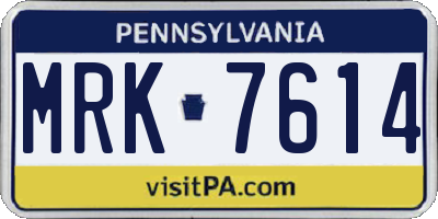 PA license plate MRK7614
