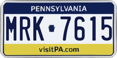 PA license plate MRK7615