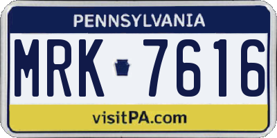 PA license plate MRK7616