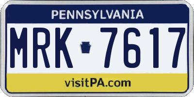 PA license plate MRK7617