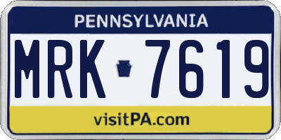 PA license plate MRK7619
