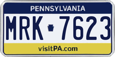 PA license plate MRK7623