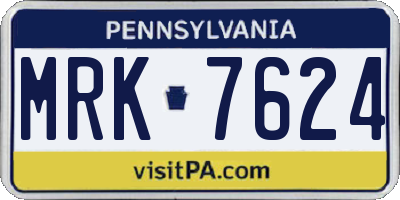 PA license plate MRK7624