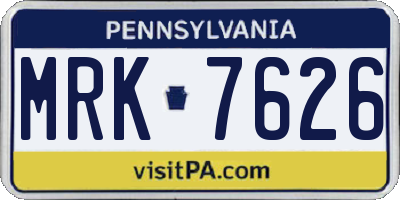 PA license plate MRK7626