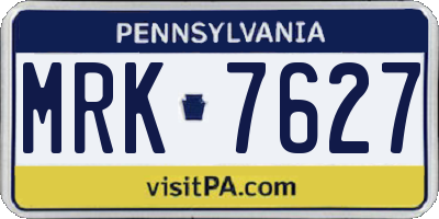 PA license plate MRK7627
