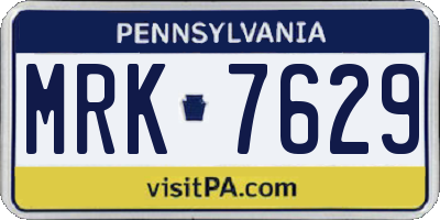 PA license plate MRK7629