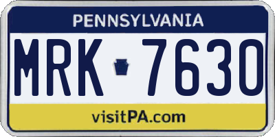 PA license plate MRK7630